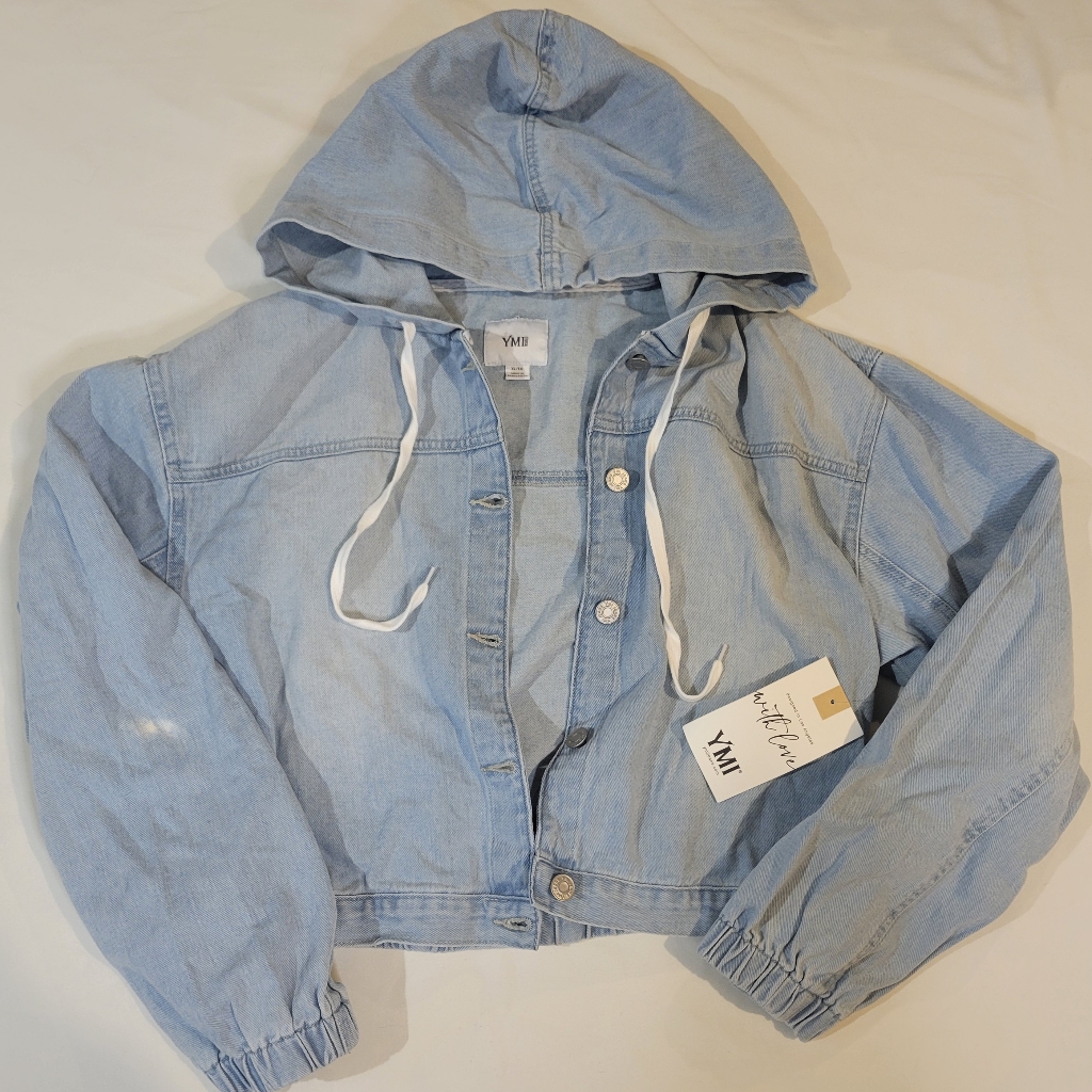 Ymi Sky Blue Hooded Denim Jacket